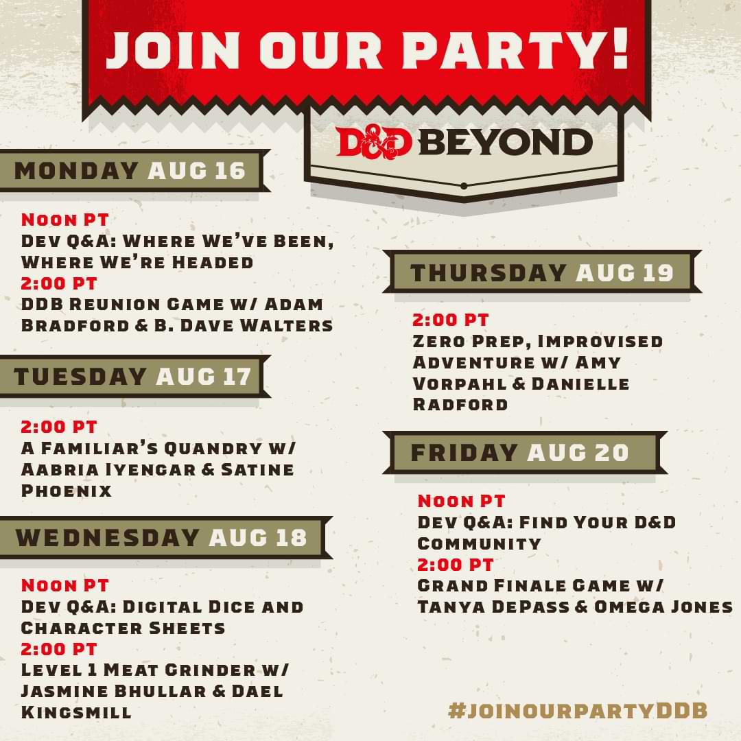 D&D Beyond Anniversary schedule